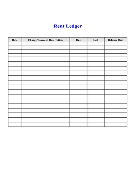 blank rent ledger template